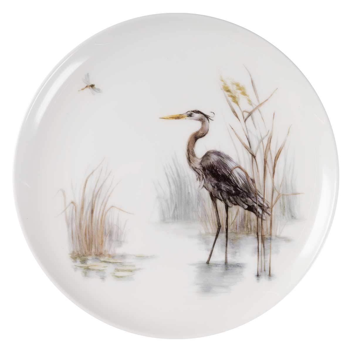 Фарфоровая десертная тарелка Fantail Bird, 21 см, белый/декор