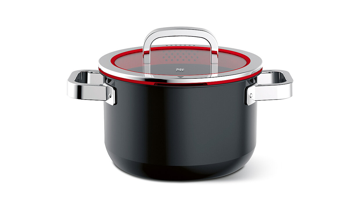 Стальная низкая кастрюля Fusiontec Compact Red со стеклянной крышкой, 18 см, 1.8 л, красный